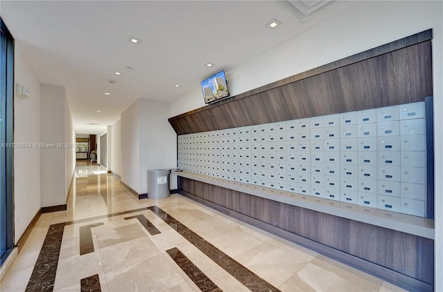 interior space featuring a mail area