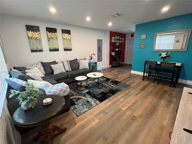 living room featuring hardwood / wood-style floors