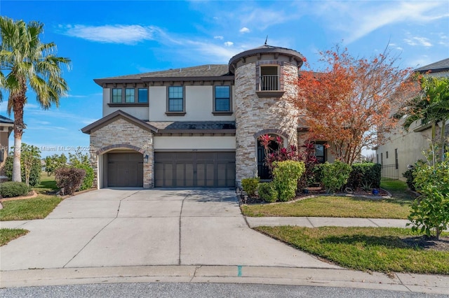 view of front of property with a garage