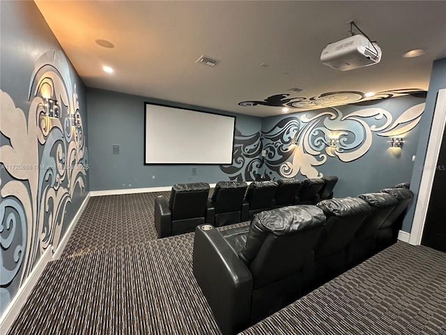 view of carpeted home theater