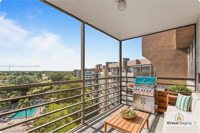 balcony featuring grilling area