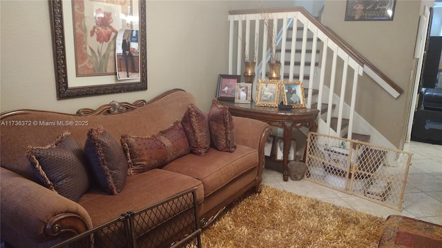 view of tiled living room