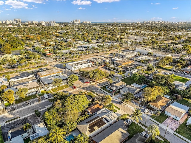 birds eye view of property with a city view