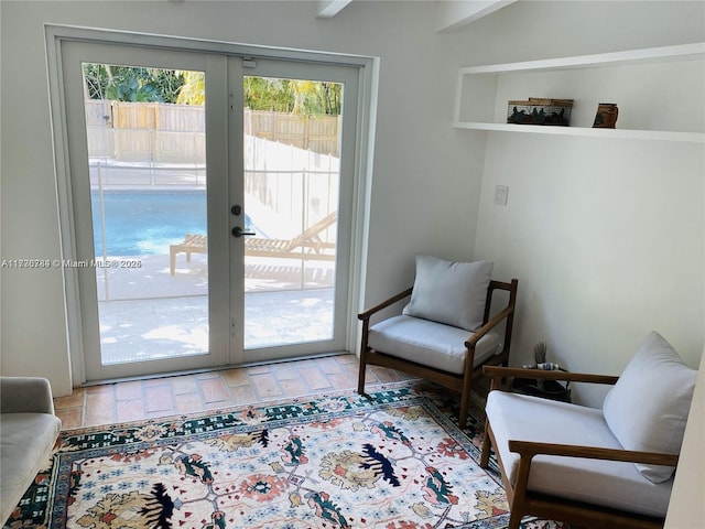 living area featuring french doors