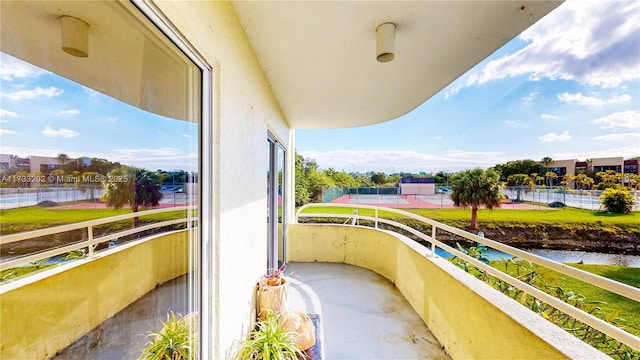 balcony with a water view