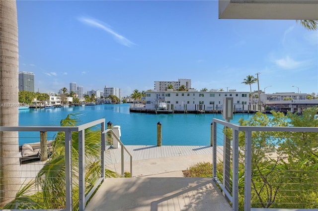 water view with a dock