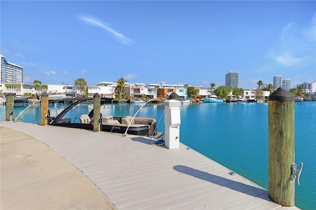 view of dock featuring a water view