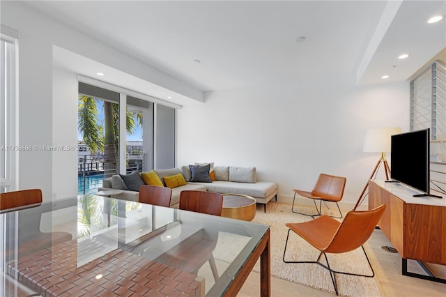 living room featuring light wood-type flooring