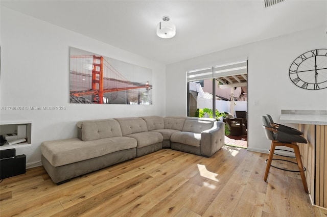 living room with light wood-type flooring