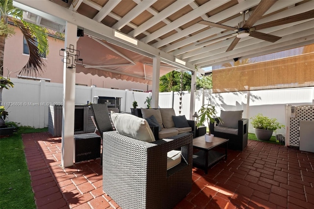 view of patio / terrace featuring an outdoor hangout area and ceiling fan