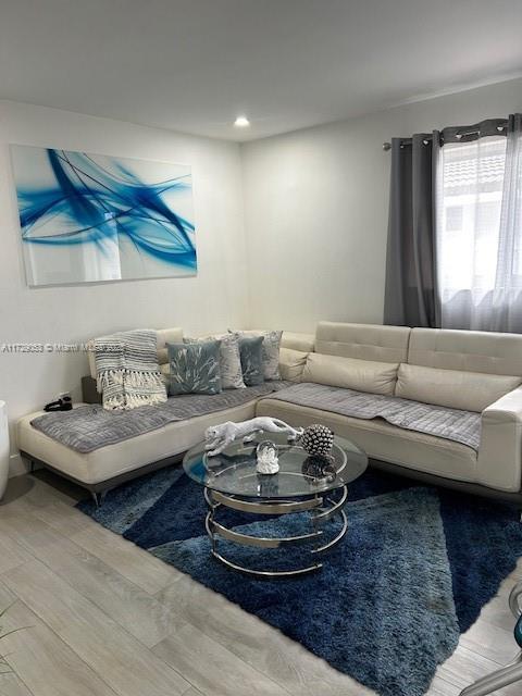 living room with wood-type flooring