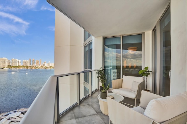 balcony with a water view