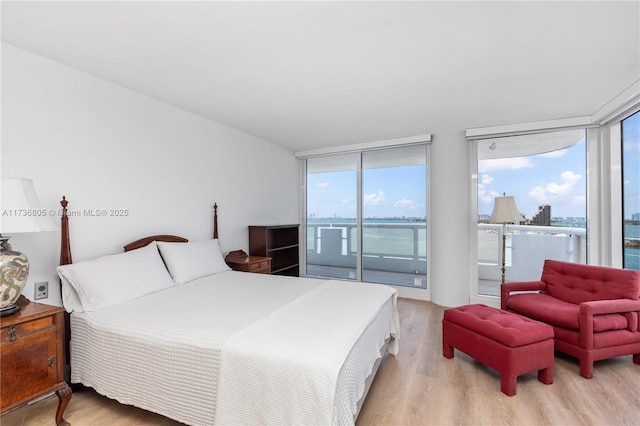 1717 N Bayshore Dr Unit A-1231, Miami, FL 33132 - bedroom with access to exterior, wood finished floors, and expansive windows