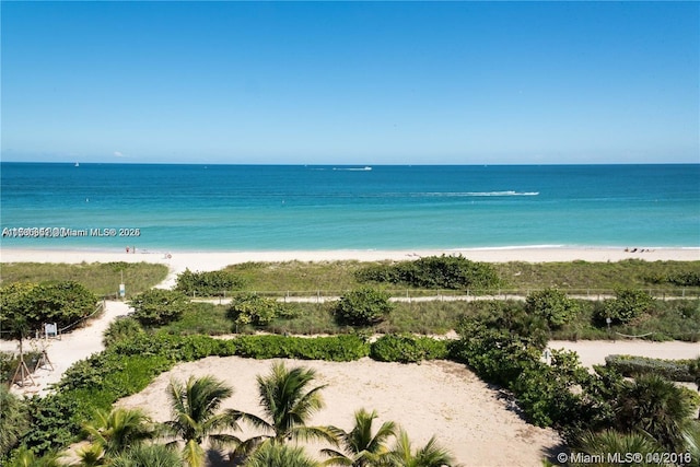 property view of water with a beach view