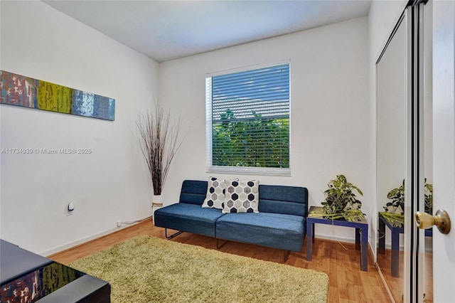 living area featuring hardwood / wood-style flooring