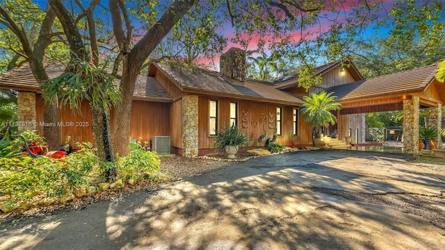 view of front of house featuring central AC unit