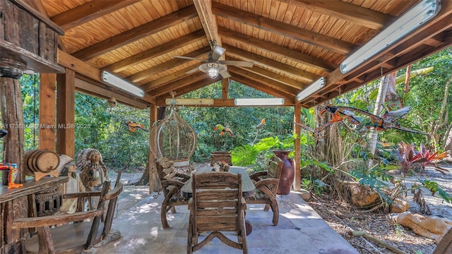 view of patio with a gazebo and ceiling fan