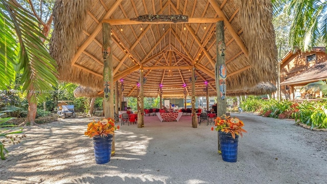 view of property's community featuring a gazebo and a patio area