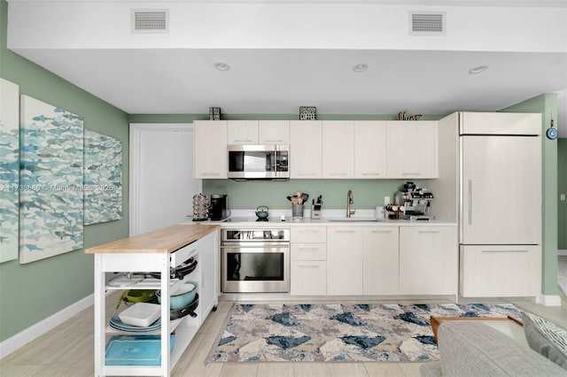 kitchen with white cabinetry, sink, and appliances with stainless steel finishes