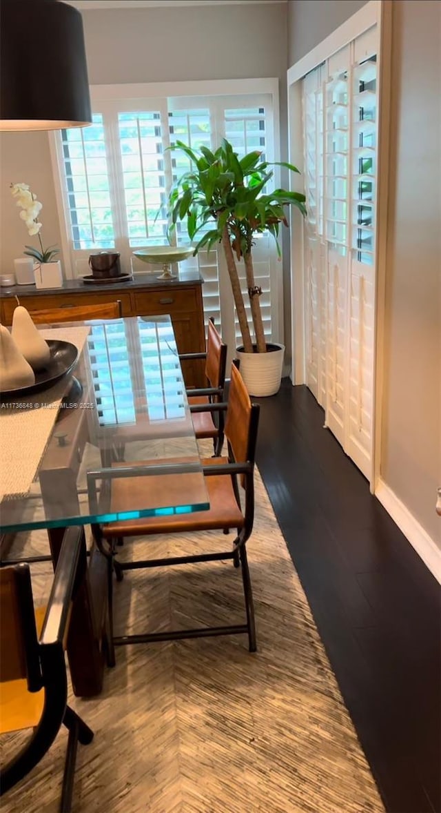 dining room with hardwood / wood-style flooring