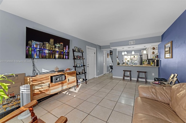 view of tiled living room