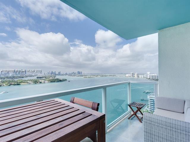 balcony with a water view