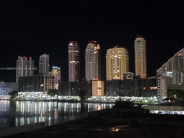 property's view of city featuring a water view