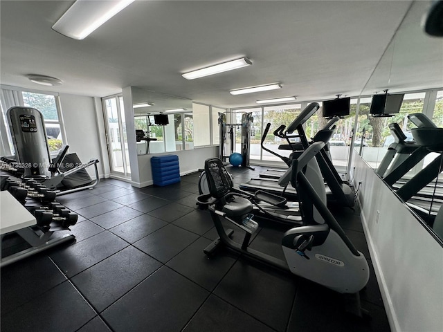 155 Ocean Lane Dr Unit 407, Key Biscayne, FL 33149 - gym featuring a wall of windows