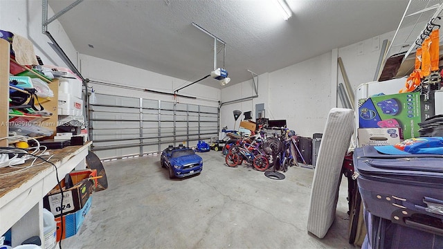 garage with a garage door opener