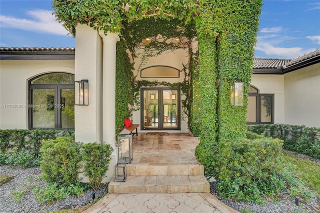 entrance to property with french doors