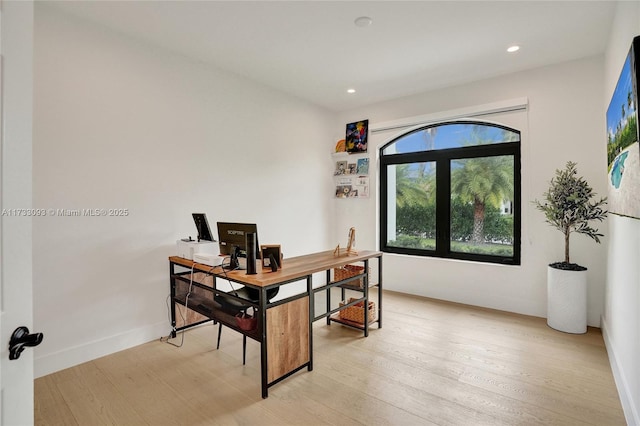 home office featuring light wood-type flooring