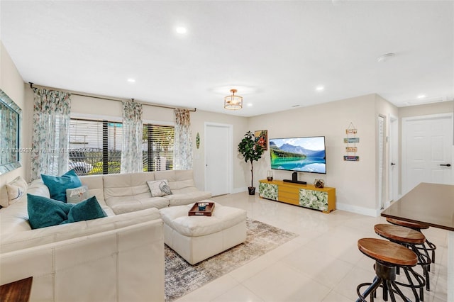 view of tiled living room