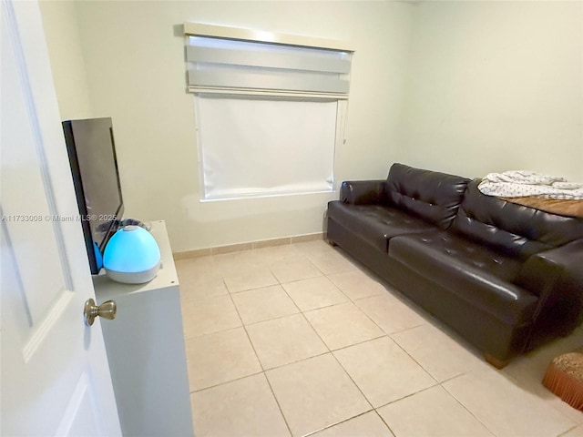 living room featuring light tile patterned floors