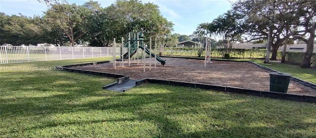 view of play area with a lawn