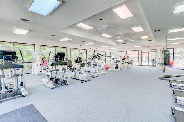 gym with ceiling fan