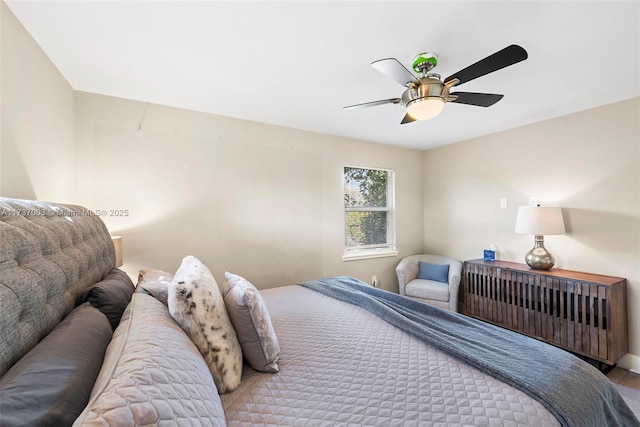 bedroom featuring ceiling fan