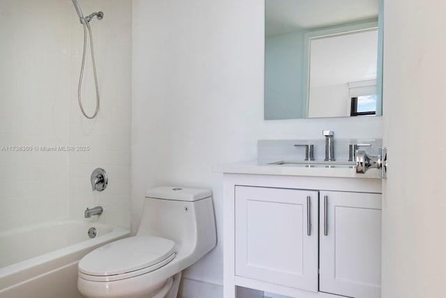 full bathroom featuring vanity, toilet, and tiled shower / bath combo