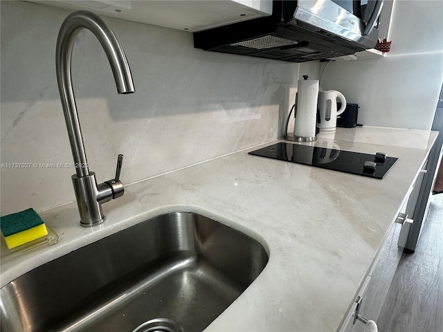 room details featuring sink and black electric stovetop