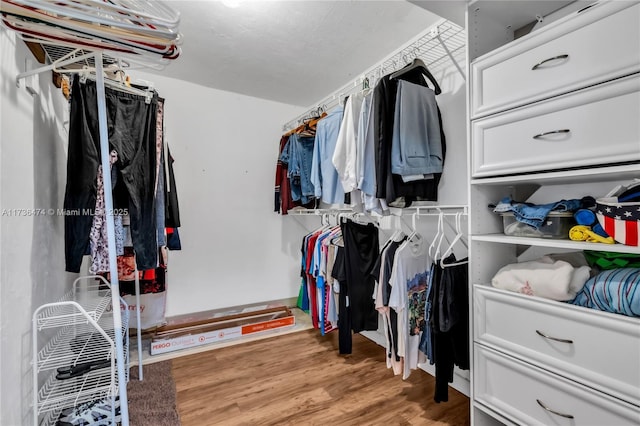 spacious closet featuring hardwood / wood-style floors