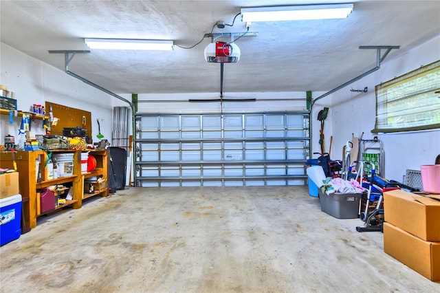 garage with a garage door opener