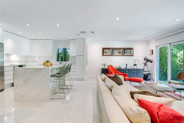 view of tiled living room