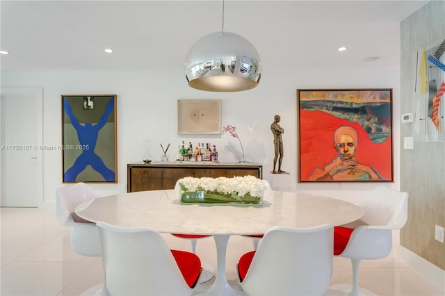 view of tiled dining room