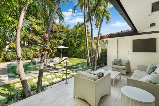 view of patio / terrace with an outdoor living space