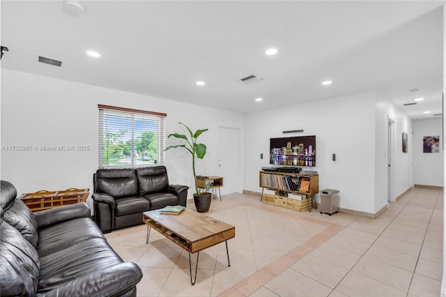 view of tiled living room