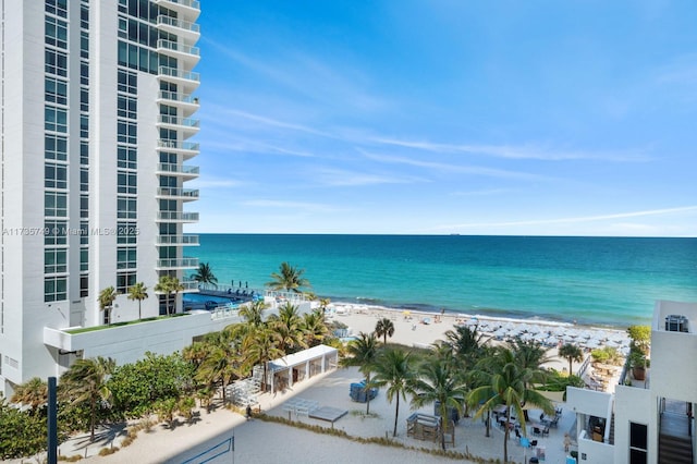 view of water feature with a view of the beach