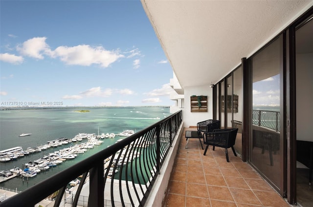 balcony with a water view