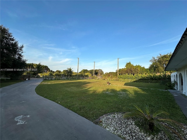 view of property's community with a yard