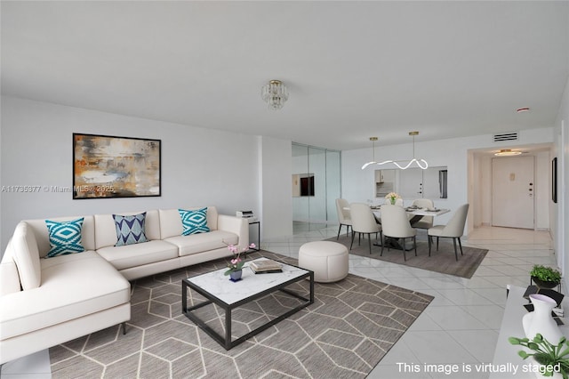 view of tiled living room