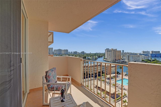 balcony with a water view