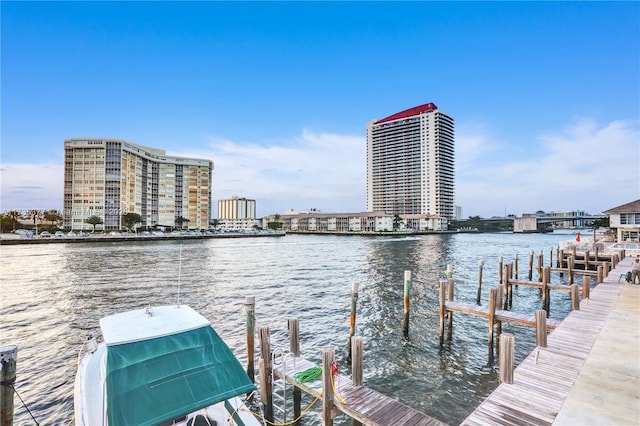 view of dock featuring a water view